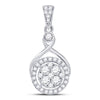 10k White Gold Womens Round Diamond Circle Cluster Pendant 1/2 Cttw
