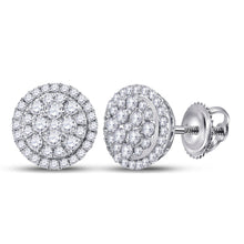  14k White Gold Womens Round Diamond Halo Cluster Earrings 1/2 Cttw