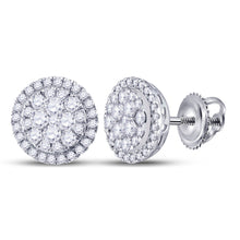  14k White Gold Womens Round Diamond Halo Cluster Earrings 1 Cttw