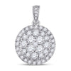 14k White Gold Womens Round Diamond Halo Cluster Pendant 1 Cttw