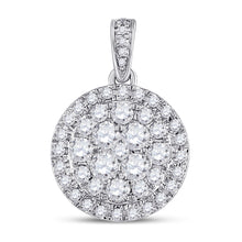  14k White Gold Womens Round Diamond Halo Cluster Pendant 1 Cttw