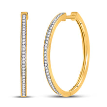  10k Yellow Gold Womens Round Diamond Hoop Earrings 1/4 Cttw