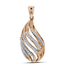  10k Rose Gold Womens Round Diamond Strand Fashion Pendant 1/6 Cttw