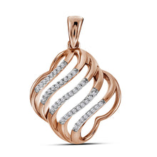  10k Rose Gold Womens Round Diamond Quatrefoil Strand Pendant 1/8 Cttw