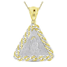  10k Yellow Gold Mens Round Diamond Praying Hands Triangle Charm Pendant 1 Cttw