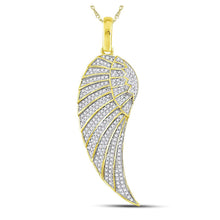  10k Yellow Gold Mens Round Diamond Angel Wing Charm Pendant 5/8 Cttw