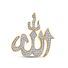  10k Yellow Gold Mens Round Diamond Allah Islam Charm Pendant 1/3 Cttw