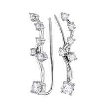  10k White Gold Womens Round Diamond Climber Earrings 3/4 Cttw