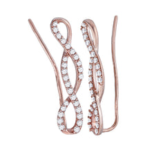  10k Rose Gold Womens Round Diamond Climber Earrings 1/2 Cttw