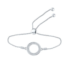  Sterling Silver Womens Round Diamond Circle Shape Bolo Bracelet 1/20 Cttw
