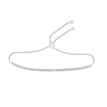  10k White Gold Womens Round Diamond Single Row Bolo Bracelet 1 Cttw
