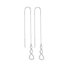  10k White Gold Womens Round Diamond Twist Dangle Threader Earrings 1/10 Cttw