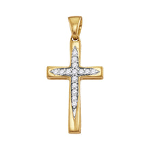  10k Yellow Gold Womens Round Diamond Cross Pendant 1/10 Cttw