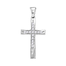  10k White Gold Womens Round Diamond Cross Pendant 1/10 Cttw