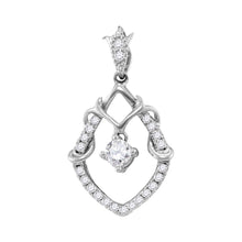  10k White Gold Womens Round Diamond Framed Solitaire Pendant 1/4 Cttw