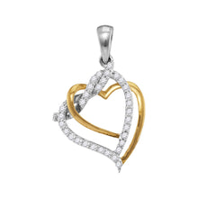  10k Two-tone Gold Womens Round Diamond Heart Pendant 1/5 Cttw