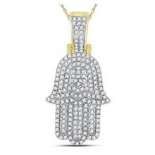  10k Yellow Gold Mens Round Diamond Hamsa Hand Charm Pendant 1/2 Cttw