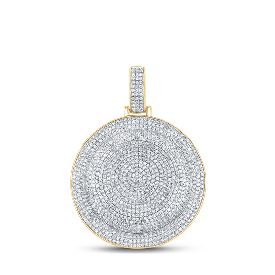 10k Yellow Gold Mens Round Diamond Circle Charm Pendant 2-7/8 Cttw