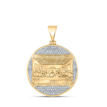 10k Yellow Gold Mens Round Diamond Last Supper Religious Charm Pendant 1/2 Cttw