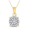 10k Yellow Gold Womens Round Diamond Cluster Pendant 1/4 Cttw