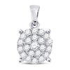 10k White Gold Womens Round Diamond Cluster Pendant 1/2 Cttw