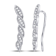  14k White Gold Womens Round Diamond Climber Earrings 1/5 Cttw