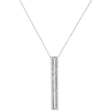  10k White Gold Womens Round Baguette Diamond Vertical Bar Pendant 1/2 Cttw
