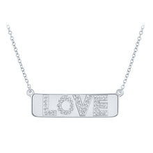  10k White Gold Womens Round Diamond Love Bar Pendant Necklace with 18-inch Chain 1/8 Cttw