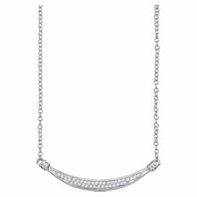  10k White Gold Womens Round Diamond Curved Bar Pendant Necklace 1/6 Cttw