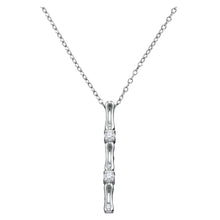  10k White Gold Womens Round Diamond Vertical Bar Necklace 1/10 Cttw