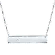  10k White Gold Womens Round Diamond Rectangle Bar Necklace .02 Cttw