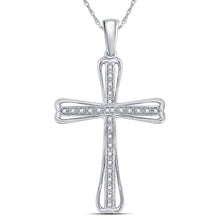  Sterling Silver Womens Round Diamond Cross Pendant 1/10 Cttw