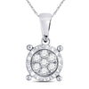 10k White Gold Womens Round Diamond Fashion Cluster Pendant 1/8 Cttw