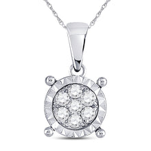  10k White Gold Womens Round Diamond Fashion Cluster Pendant 1/8 Cttw
