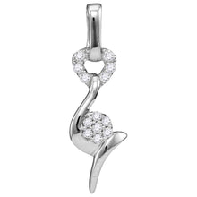  10k White Gold Womens Round Diamond Fashion Pendant 1/12 Cttw