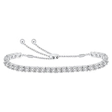  10k White Gold Womens Round Diamond Studded Bolo Bracelet 1/2 Cttw