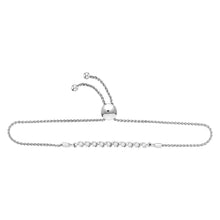  10k White Gold Womens Round Diamond Studded Bolo Bracelet 1/2 Cttw