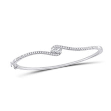  14k White Gold Womens Round Diamond Bypass 2-stone Bracelet 3/4 Cttw