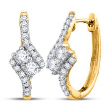  14k Yellow Gold Womens Round Diamond Bypass 2-stone Earrings 1/2 Cttw