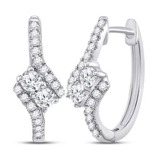  14k White Gold Womens Round Diamond Bypass 2-stone Earrings 1/2 Cttw