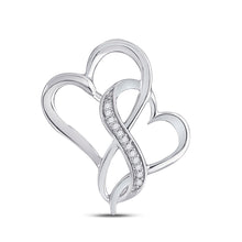  Sterling Silver Womens Round Diamond Entwined Heart Pendant 1/20 Cttw