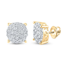  10k Yellow Gold Womens Round Diamond Cluster Earrings 1-1/2 Cttw