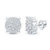 10k White Gold Womens Round Diamond Cluster Earrings 1-1/2 Cttw