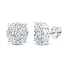 10k White Gold Womens Round Diamond Cluster Earrings 1-1/2 Cttw
