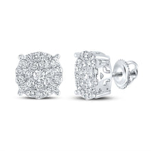  10k White Gold Womens Round Diamond Cluster Earrings 2 Cttw