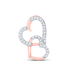  10k Rose Gold Womens Round Diamond Heart Pendant 1/10 Cttw