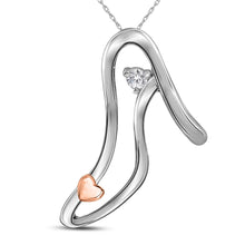  Sterling Silver Womens Round Diamond Stiletto High-heel Shoe Pendant 1/20 Cttw