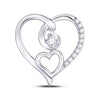 10k White Gold Womens Round Diamond Heart Pendant 1/10 Cttw