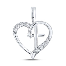  10k White Gold Womens Round Diamond Nested Cross Heart Pendant 1/20 Cttw