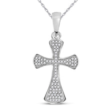  10k White Gold Womens Round Diamond Cross Pendant 1/4 Cttw